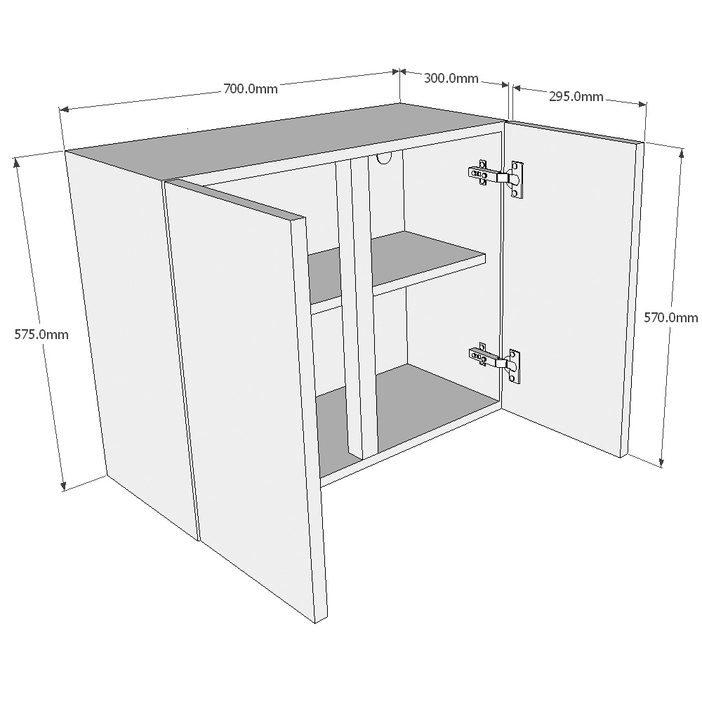 700mm Double Wall Unit (Low) Dimensions