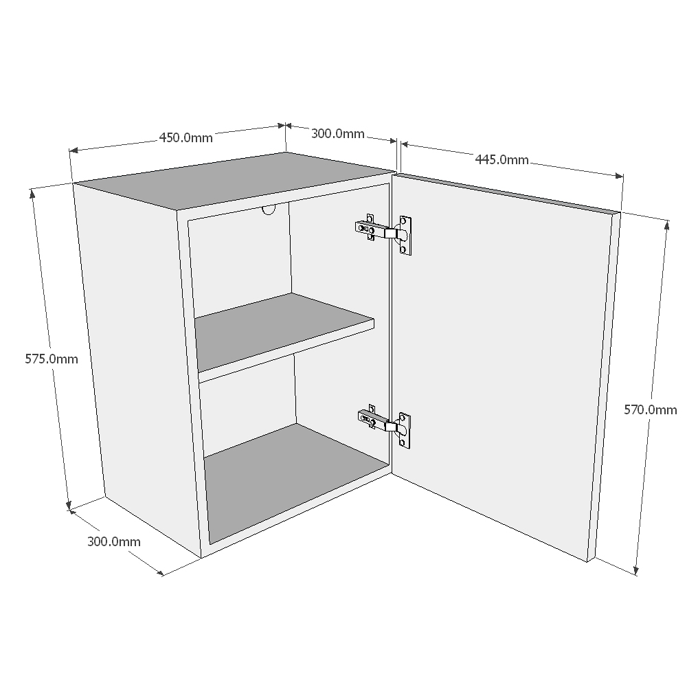 450mm Single Wall Unit (Low) Dimensions