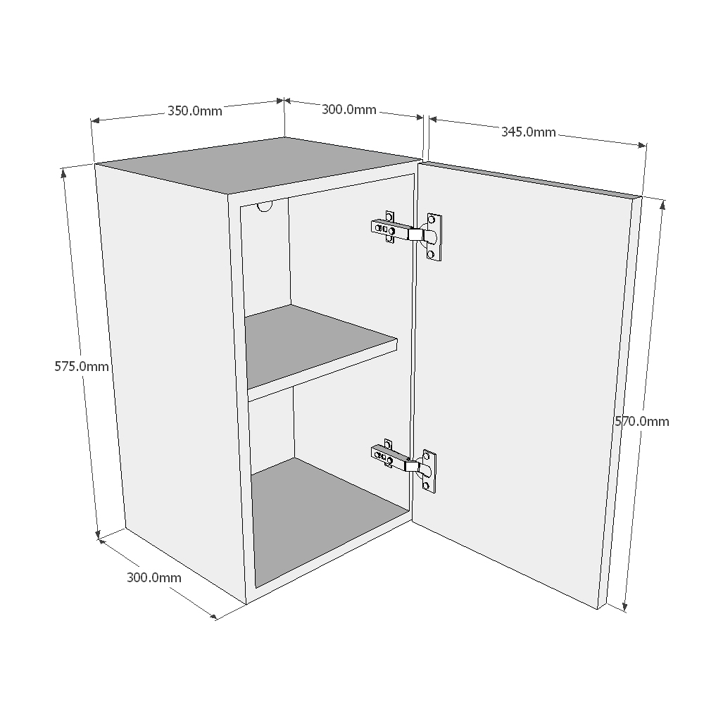 350mm Single Wall Unit (Low) Dimensions