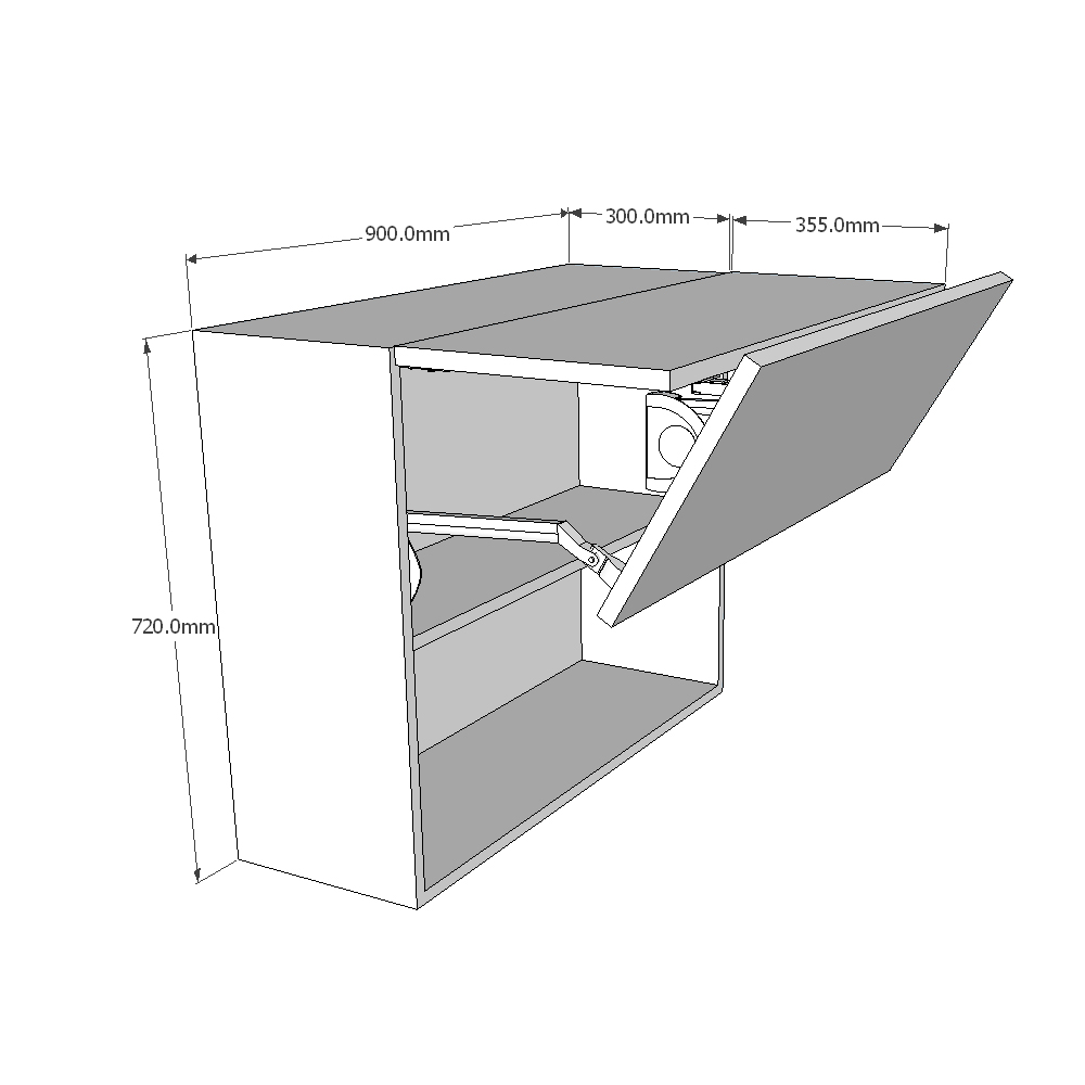 900mm Vertical Bi-Fold Wall Unit (Medium) Dimensions