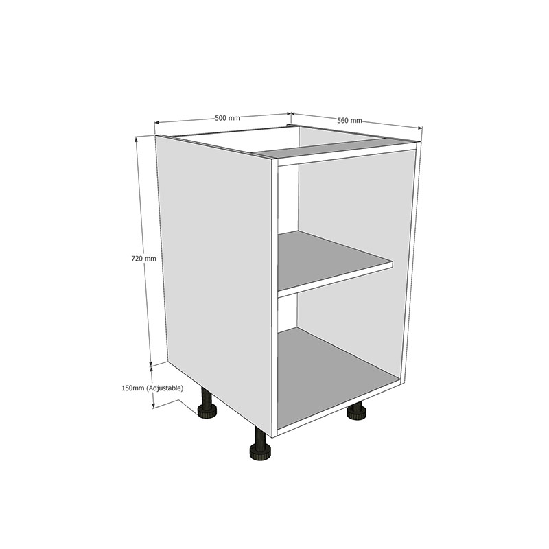 500mm Open Base Unit Dimensions