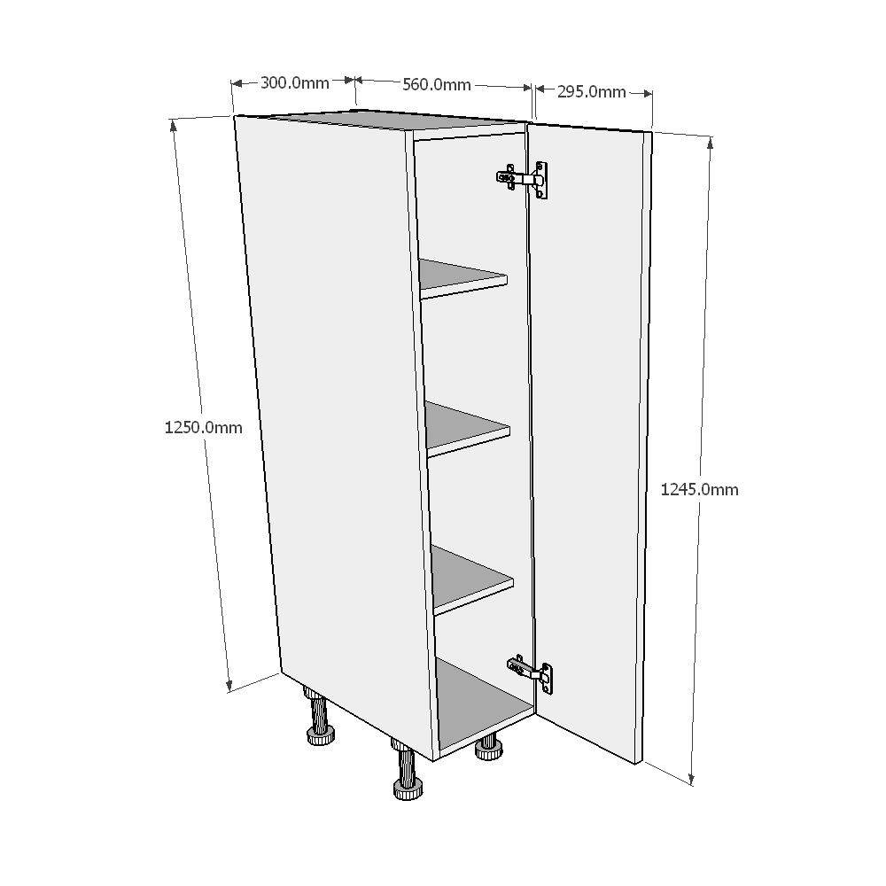 300mm Midi Single Larder Unit  Dimensions