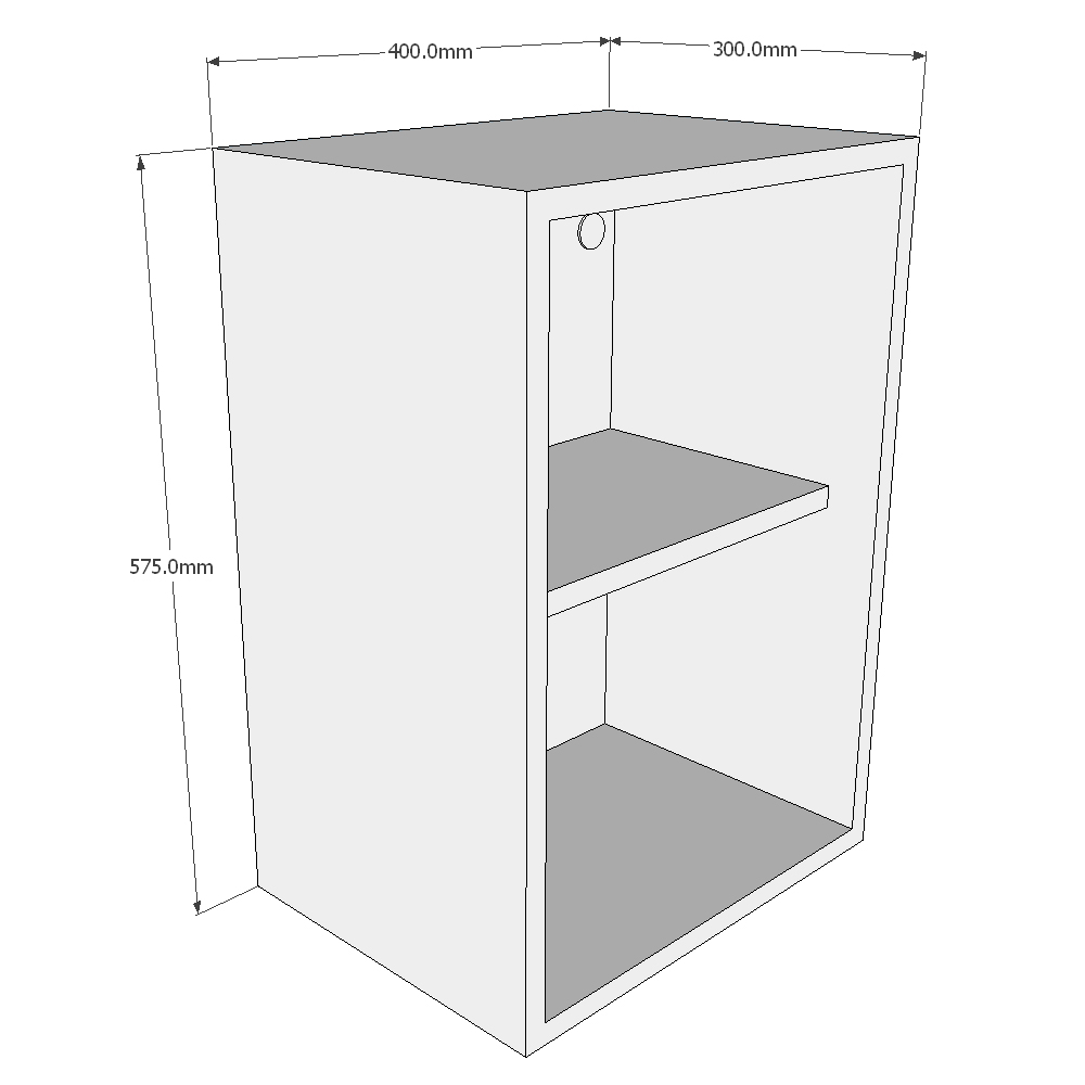 400mm Wall Open Display Unit (Low) Dimensions
