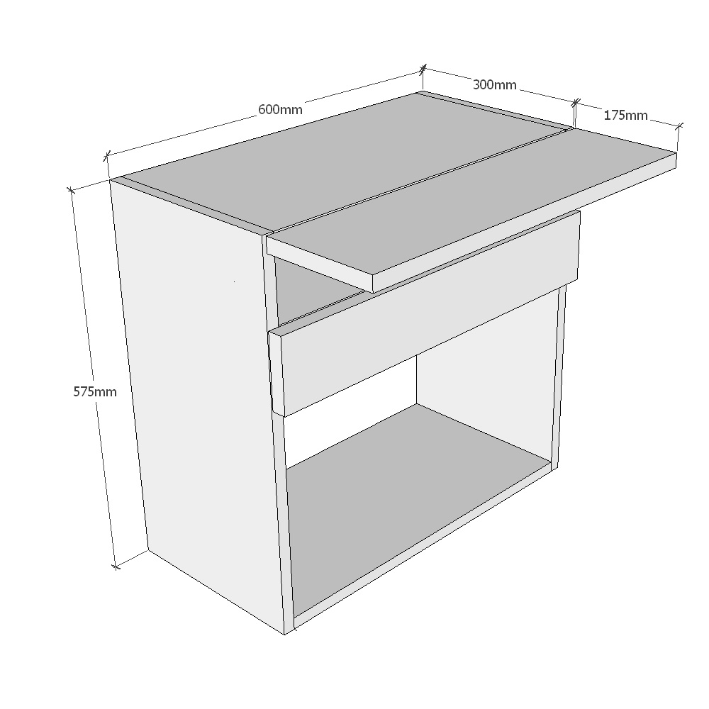 600mm Wall Microwave Housing (Low) Dimensions
