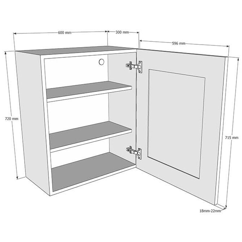 600mm Glass Door Wall Unit (Medium) Dimensions