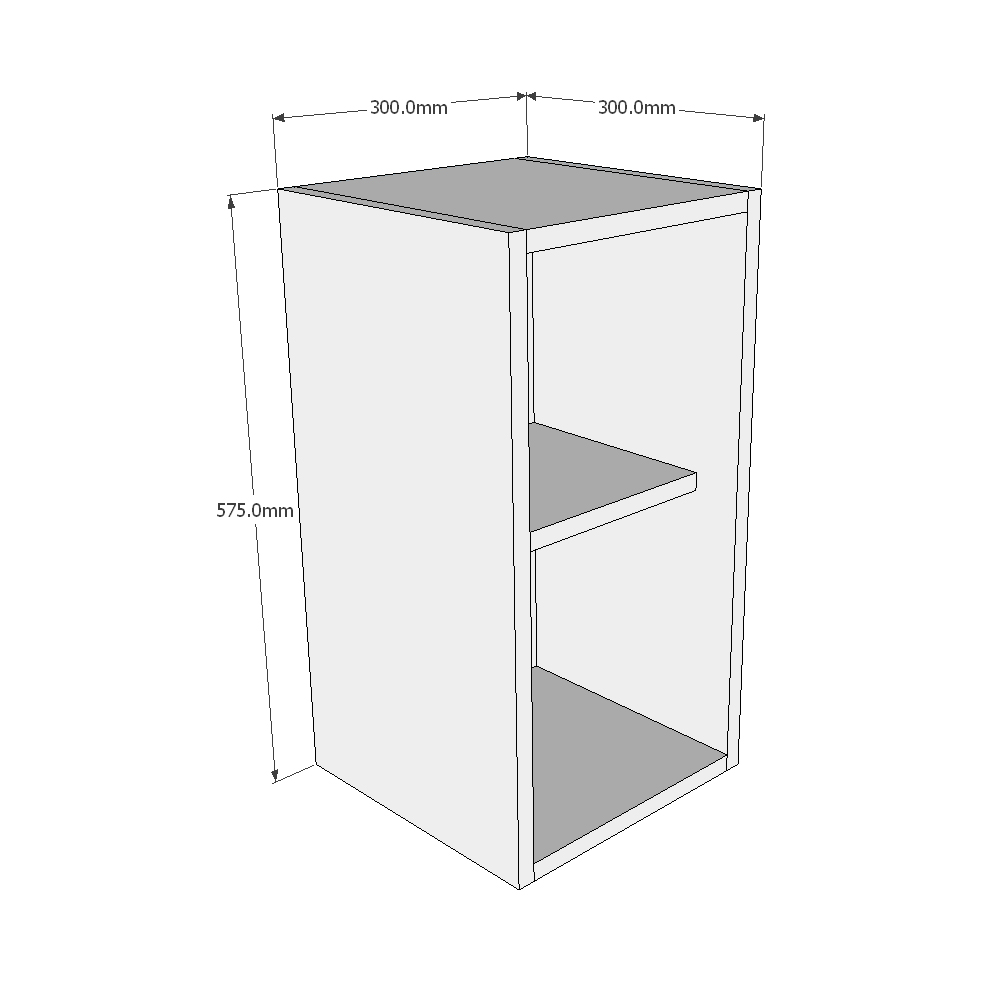 300mm Wall Open Display Unit (Low) Dimensions
