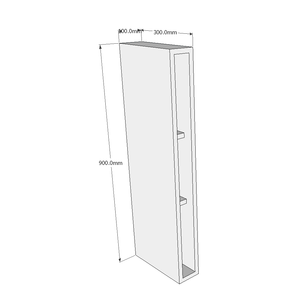 100mm Wall Open Display Unit (High) Dimensions
