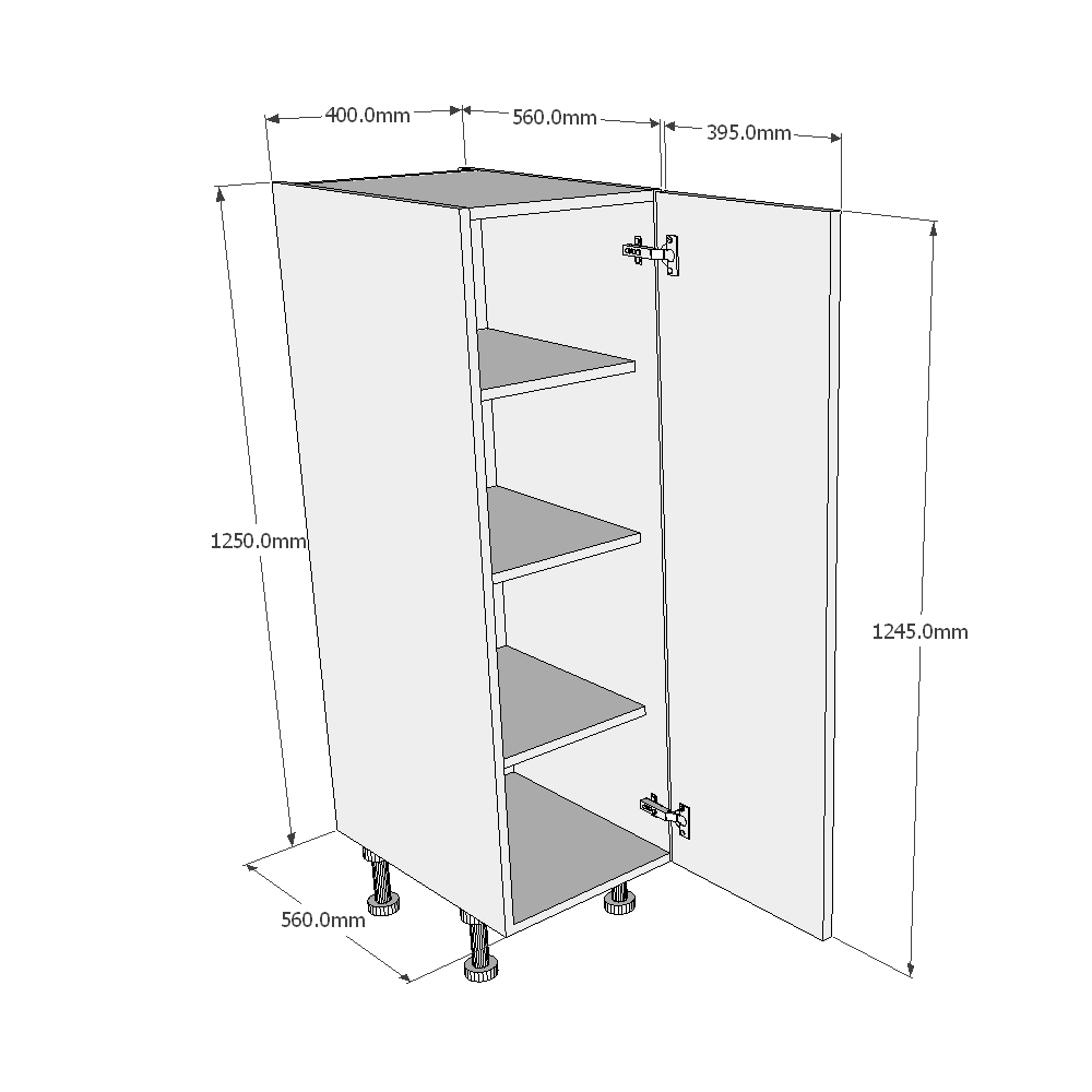 400mm Midi Single Larder Unit  Dimensions