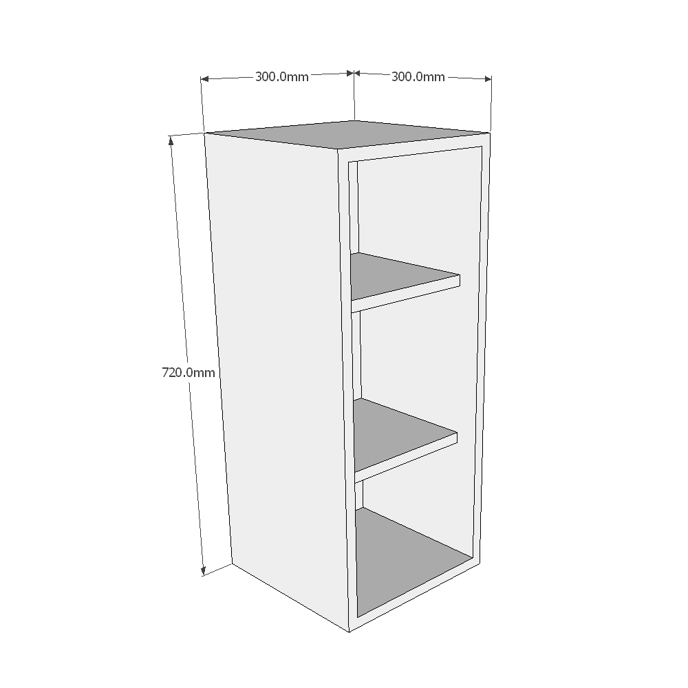 300mm Wall Open Display Unit (Medium) Dimensions