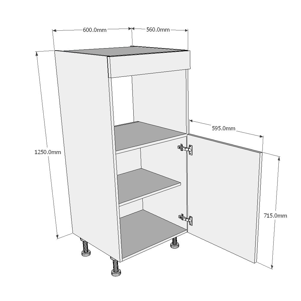 600mm Midi Microwave Oven Housing with Door Dimensions