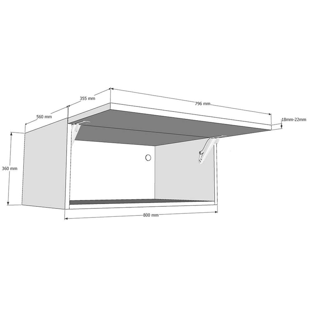 800mm Bridging Unit (360mm Height) (560mm Deep) Dimensions
