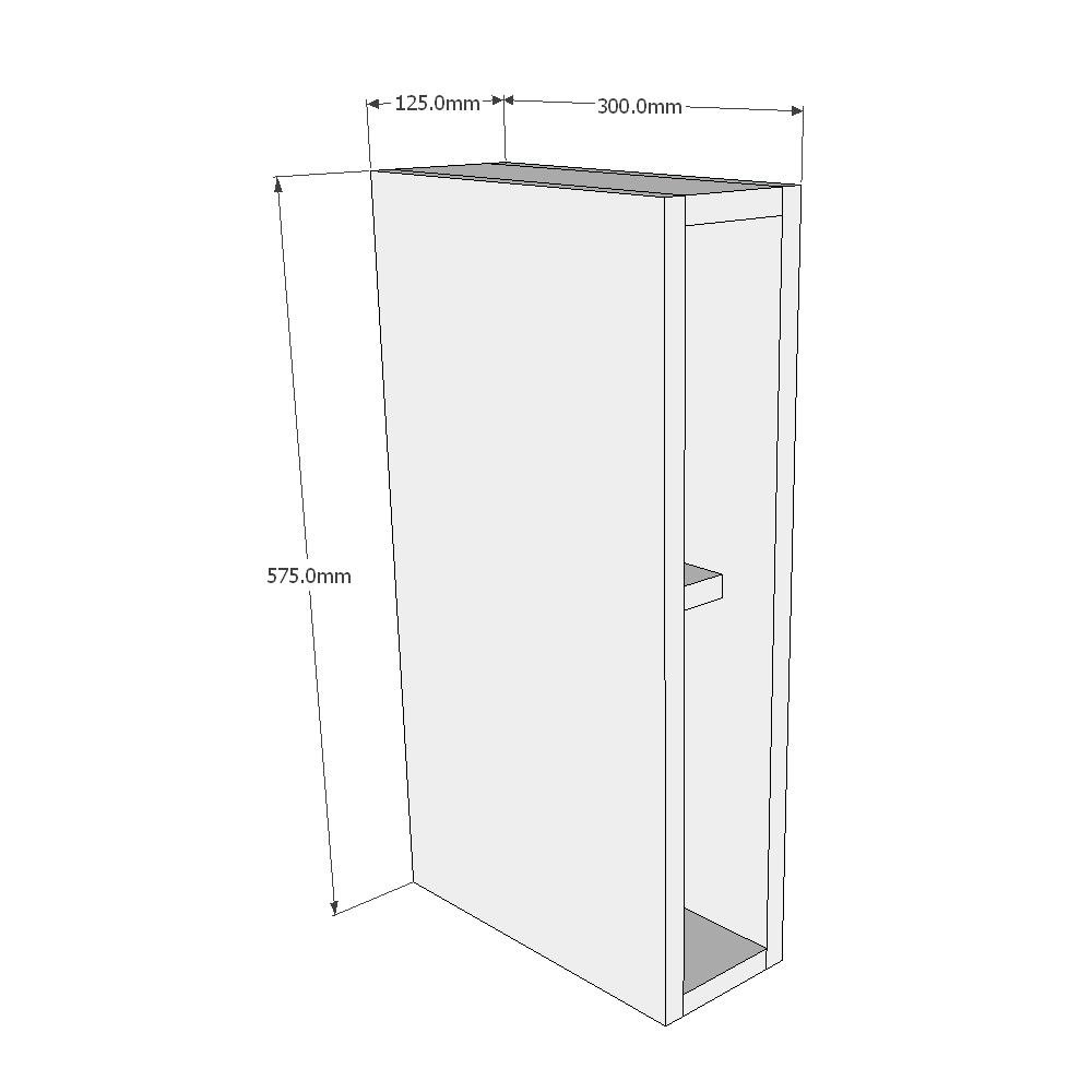 125mm Wall Open Display Unit (Low) Dimensions