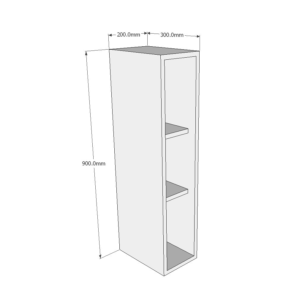 200mm Wall Open Display Unit (High) Dimensions