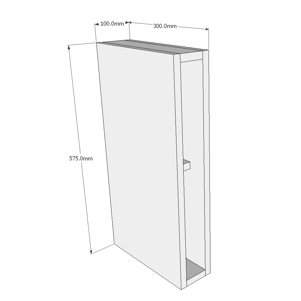 100mm Wall Open Display Unit (Low) Dimensions