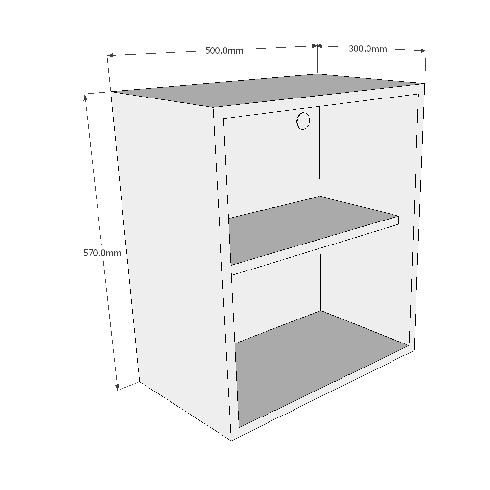 500mm Wall Open Display Unit (Low) Dimensions