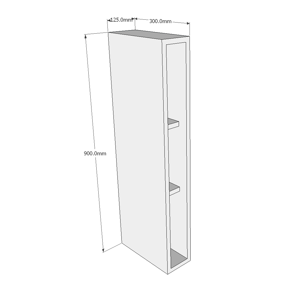 125mm Wall Open Display Unit (High) Dimensions