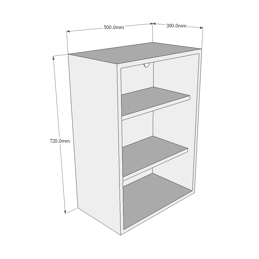 500mm Wall Open Display Unit (Medium) Dimensions