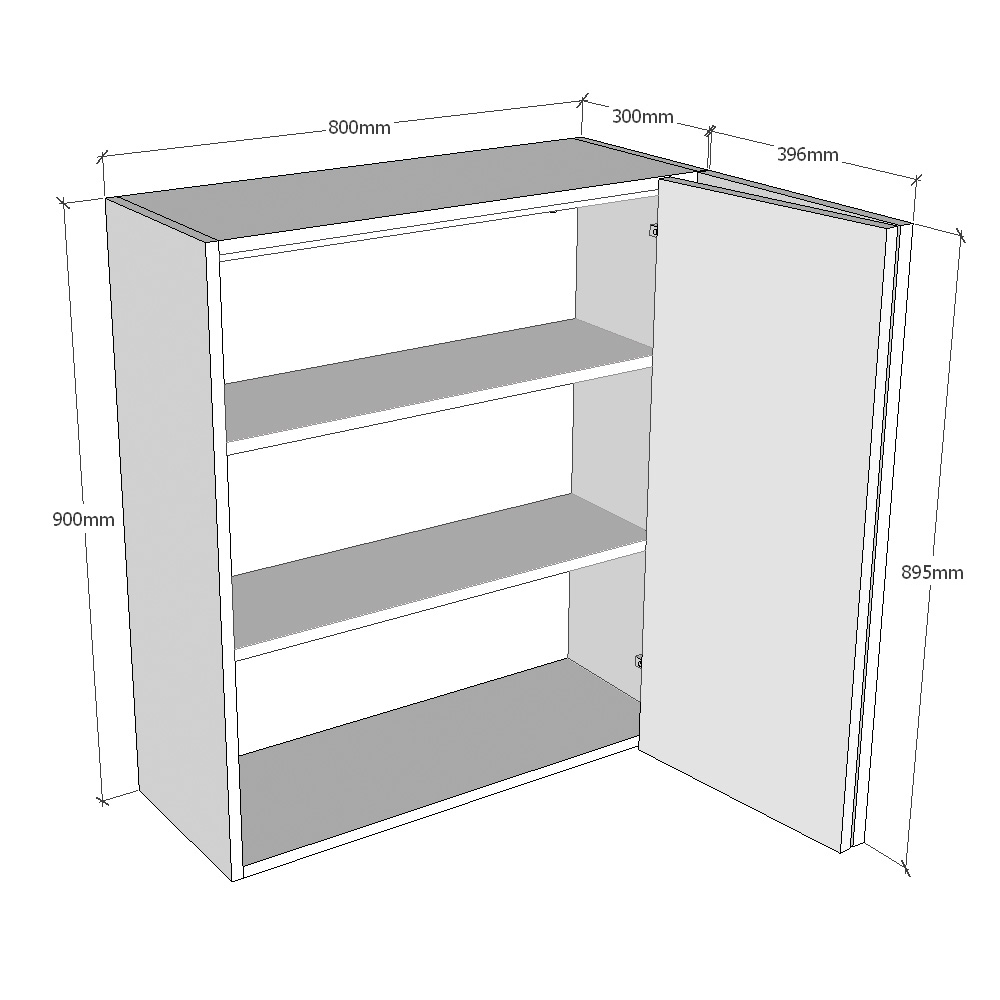 800mm Horizontal Single Bi-Fold Wall Unit (High) Dimensions