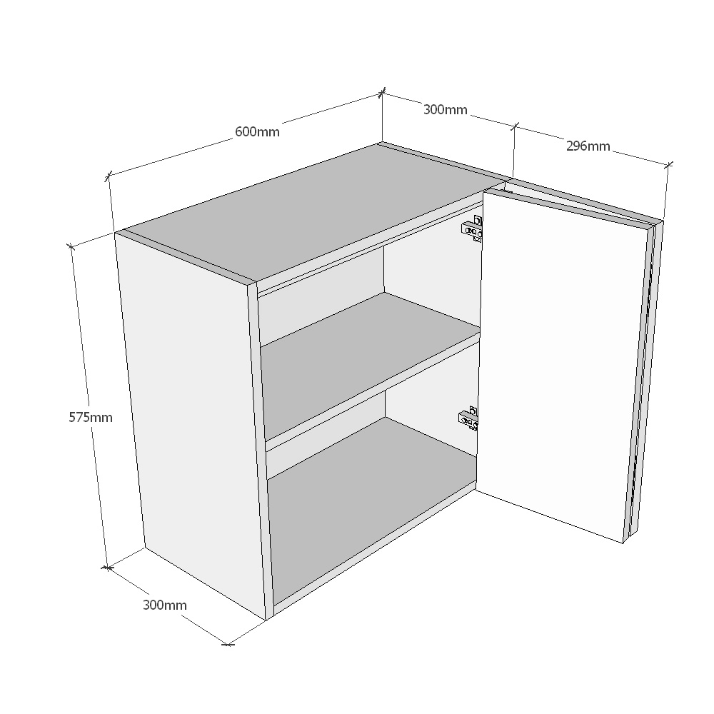 600mm Horizontal Single Bi-Fold Wall Unit (Low) Dimensions