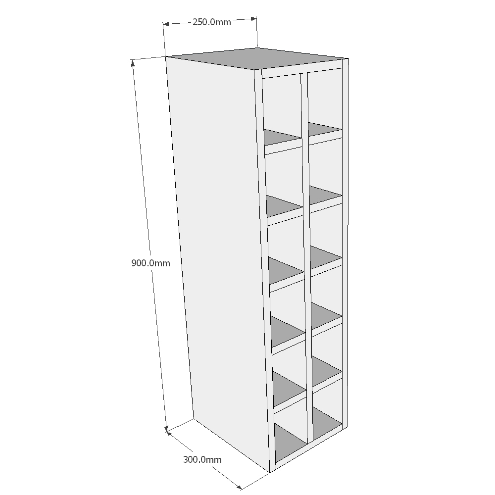 250mm Wine Wall Unit (High) Dimensions