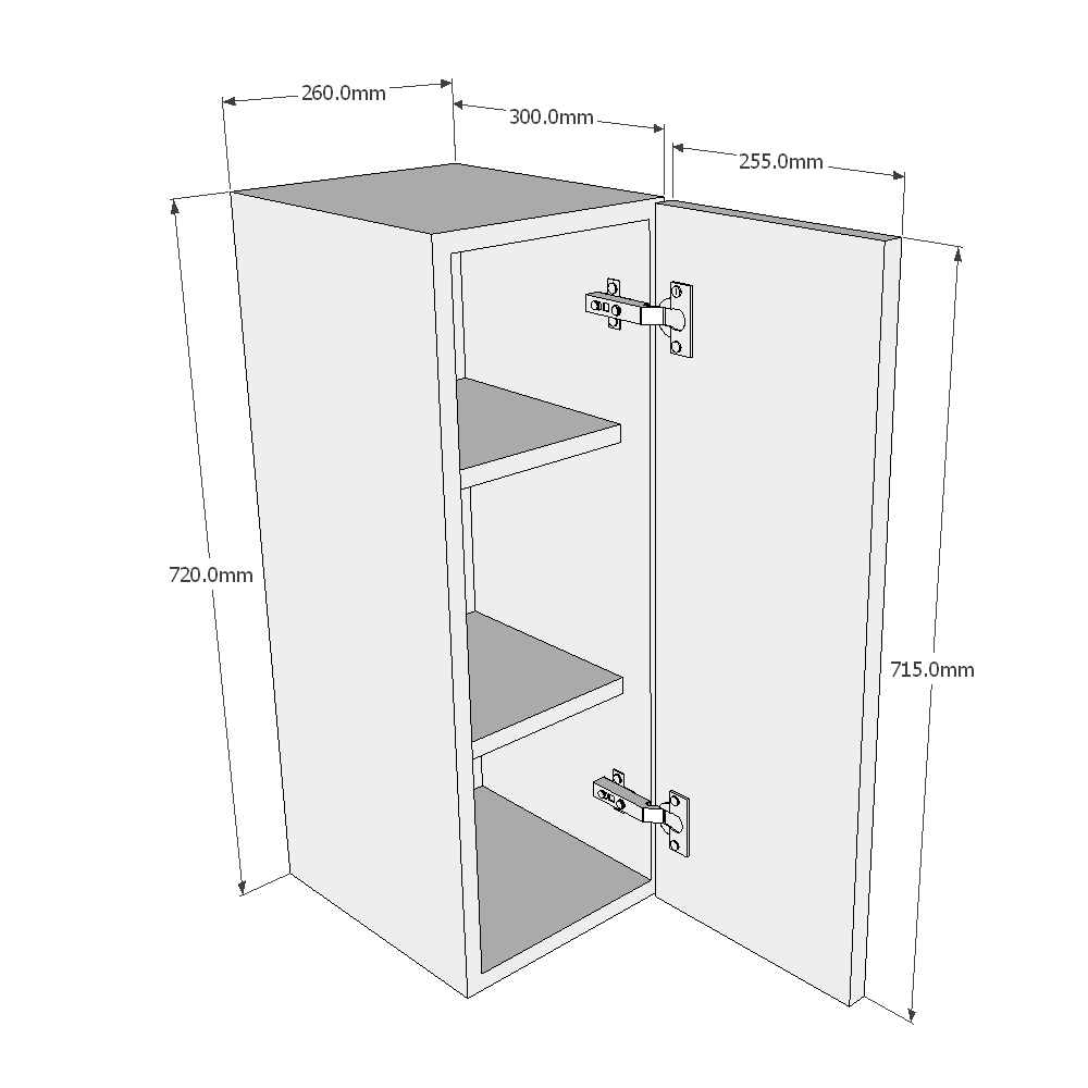 260mm Single Wall Unit (Medium) Dimensions