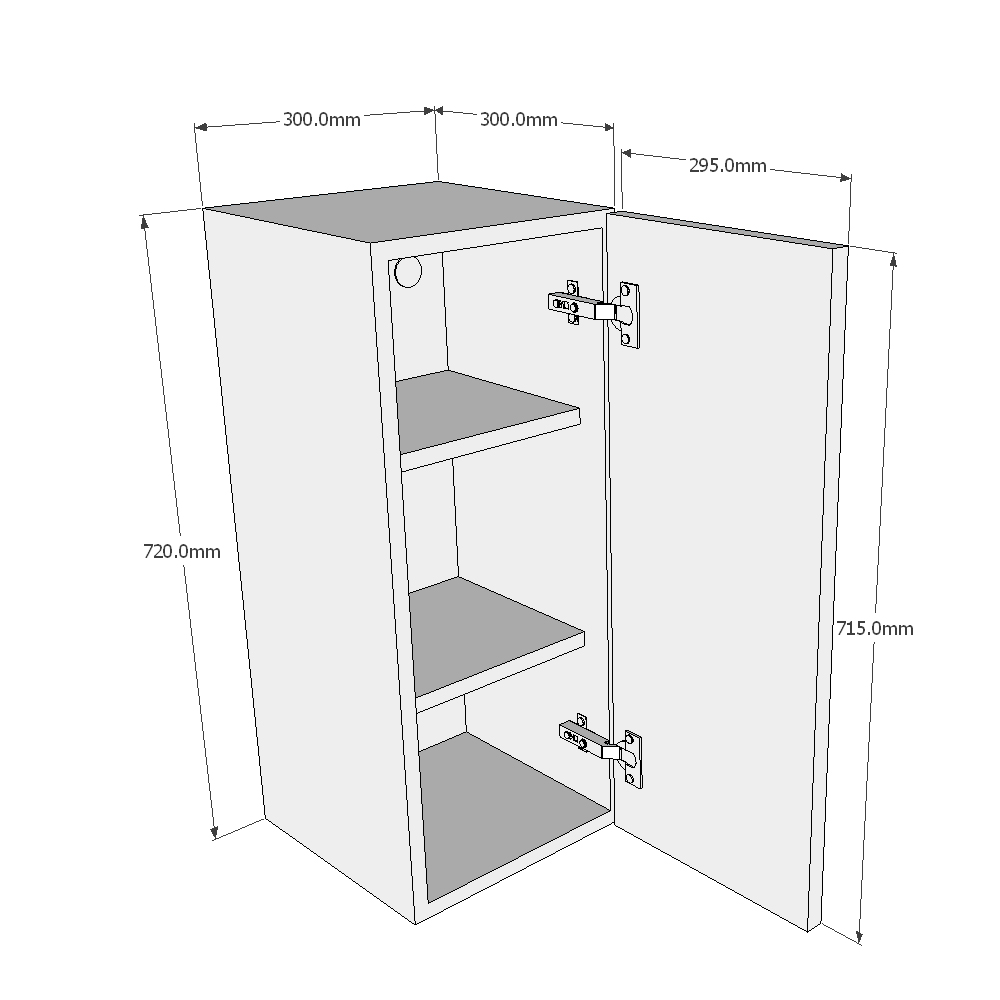 300mm Single Wall Unit (Medium) Dimensions