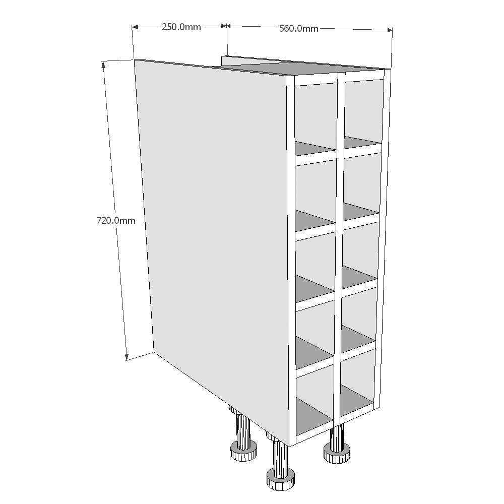 250mm Wine Base Unit - (Carcase material) Dimensions