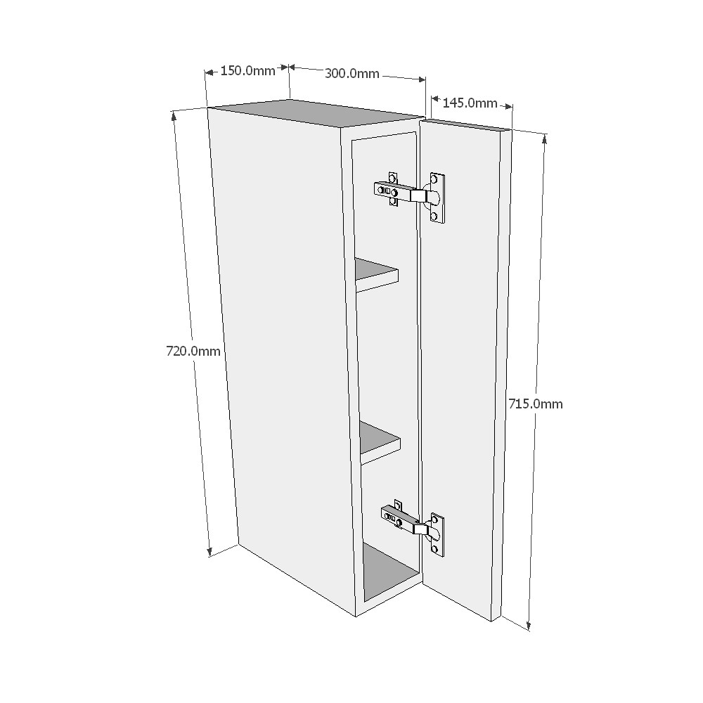 150mm Single Wall Unit (Medium) Dimensions