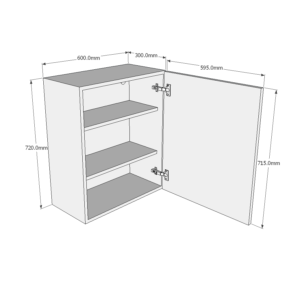 600mm Single Wall Unit (Medium) Dimensions