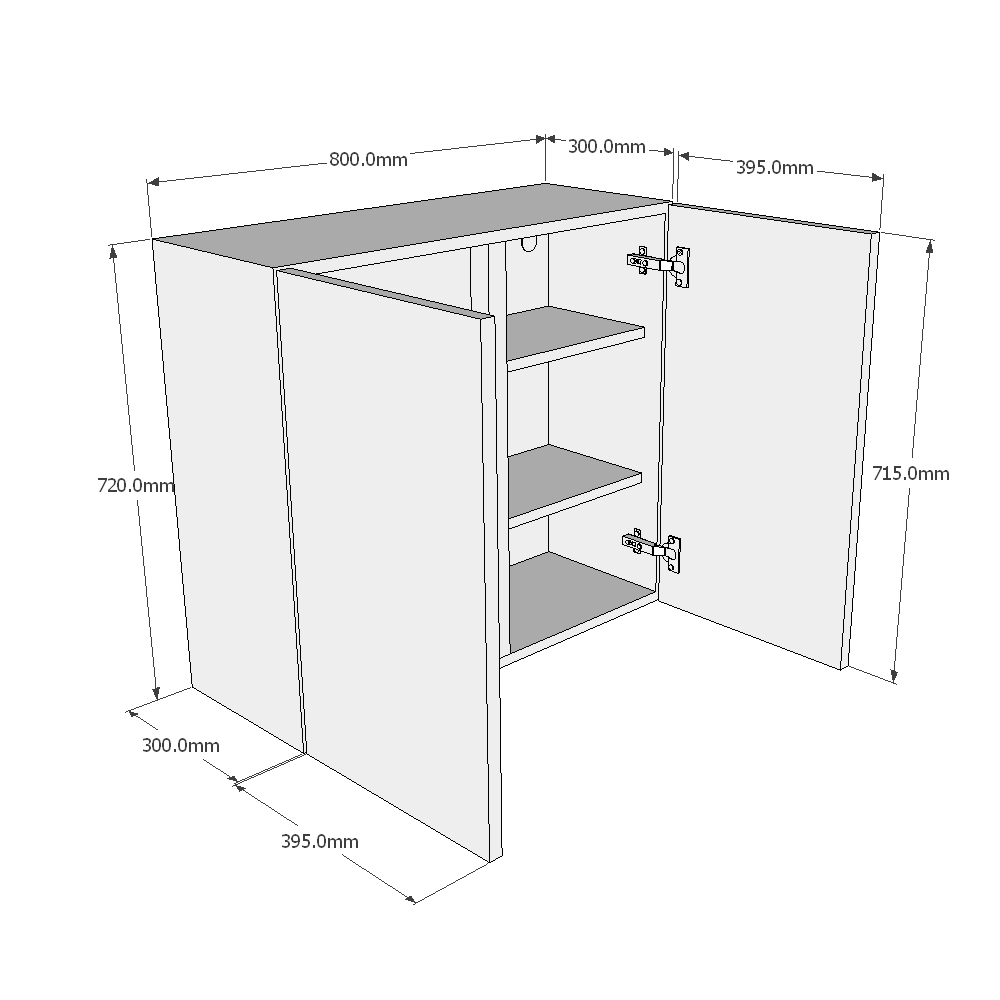 800mm Double Wall Unit (Medium) Dimensions