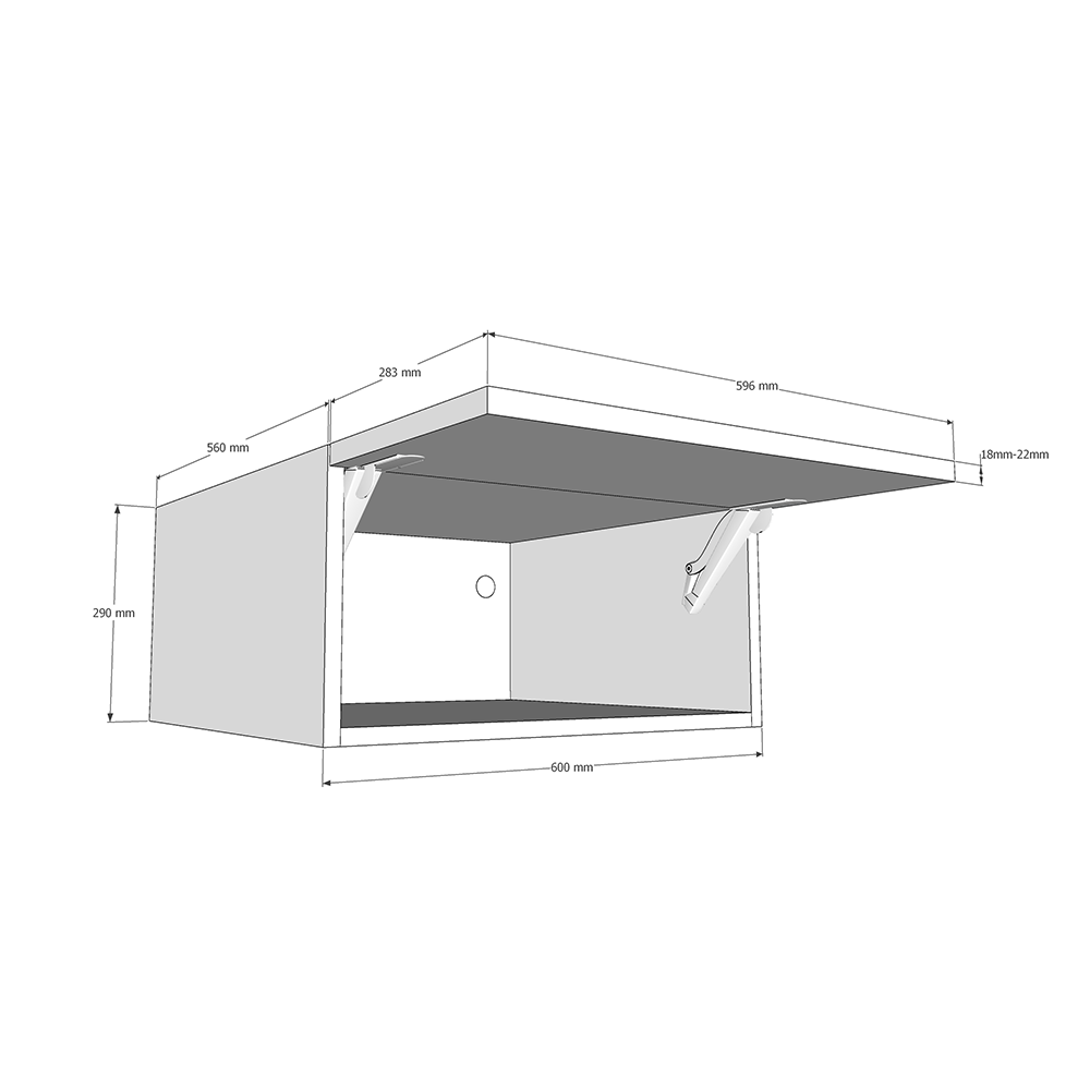 600mm Bridging Unit (290mm Height) (560mm Deep) Dimensions