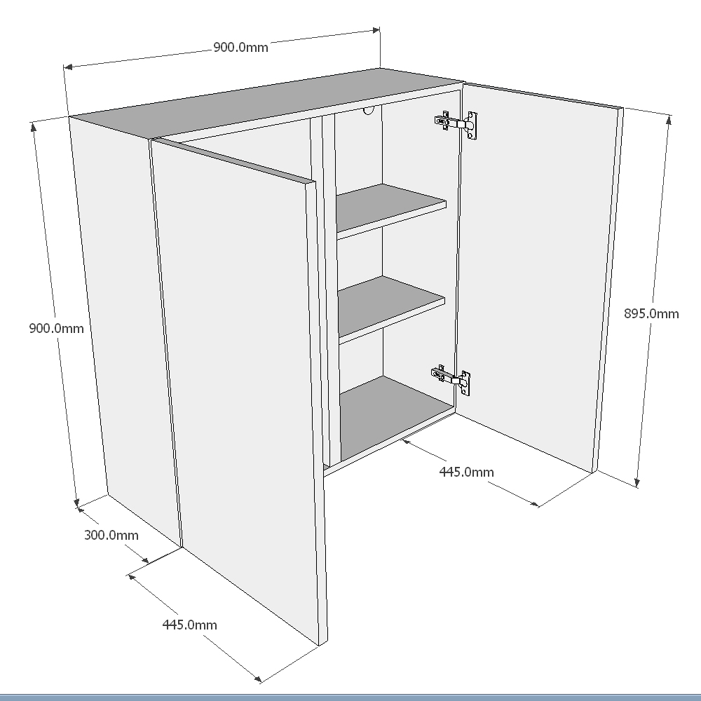 900mm Double Wall Unit (High) Dimensions