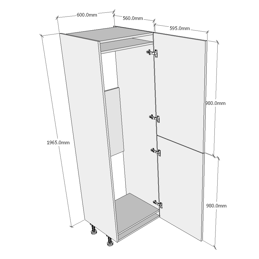 600mm Tall 50/50 Fridge Freezer Housing (Medium) Dimensions