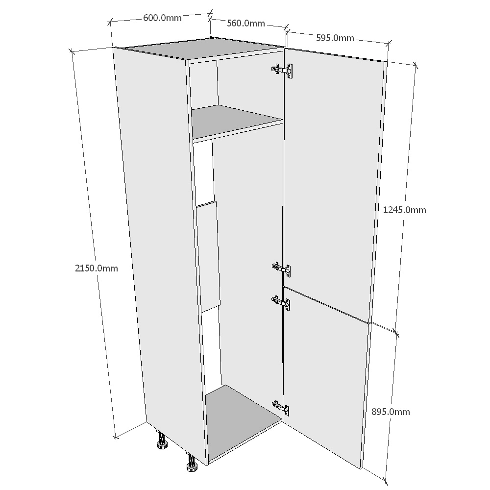 600mm Tall 50/50 Fridge Freezer Housings (High) Dimensions