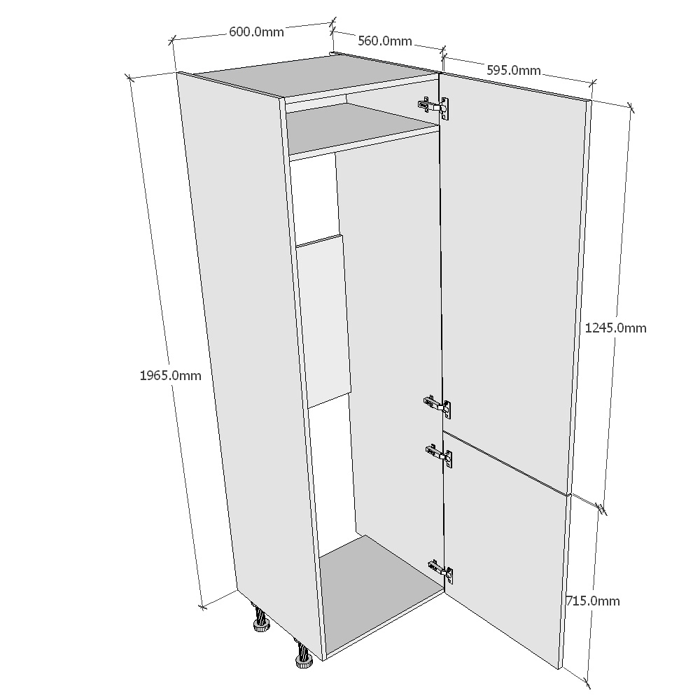 600mm Tall 70/30 Fridge Freezer Housing (Medium) Dimensions