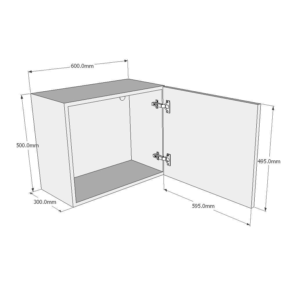 600mm Top Box Unit (500mm Height) Dimensions