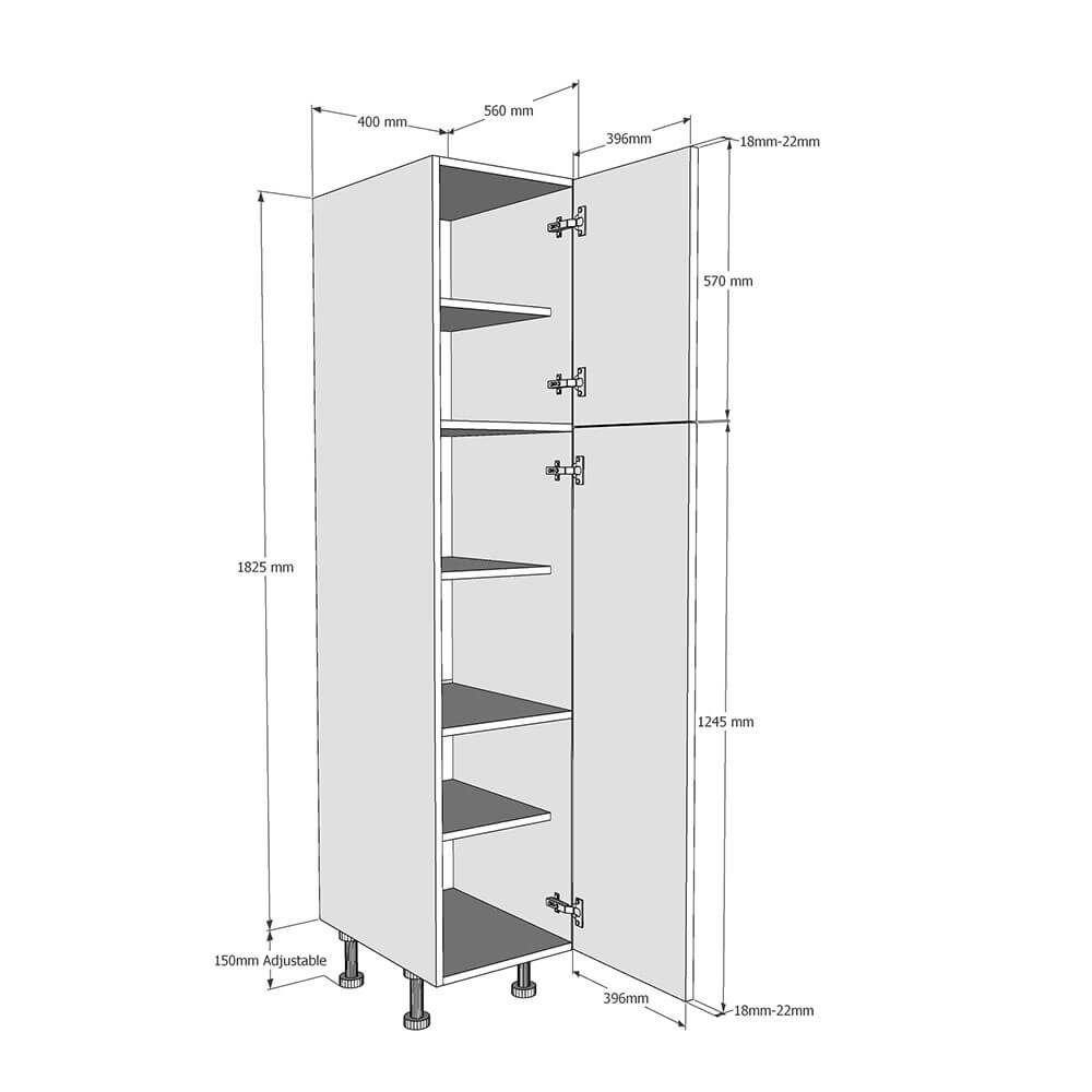 400mm Tall Larder Kitchen Unit 570mm Top Door Low