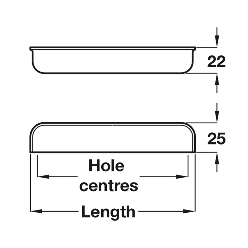 Odessa Cup Handle - Small - Polished Chrome Dimensions