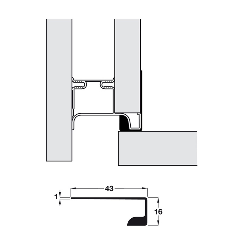 Appliance Spacer Profile for - for True Handleless - Graphite Powder Coated Dimensions