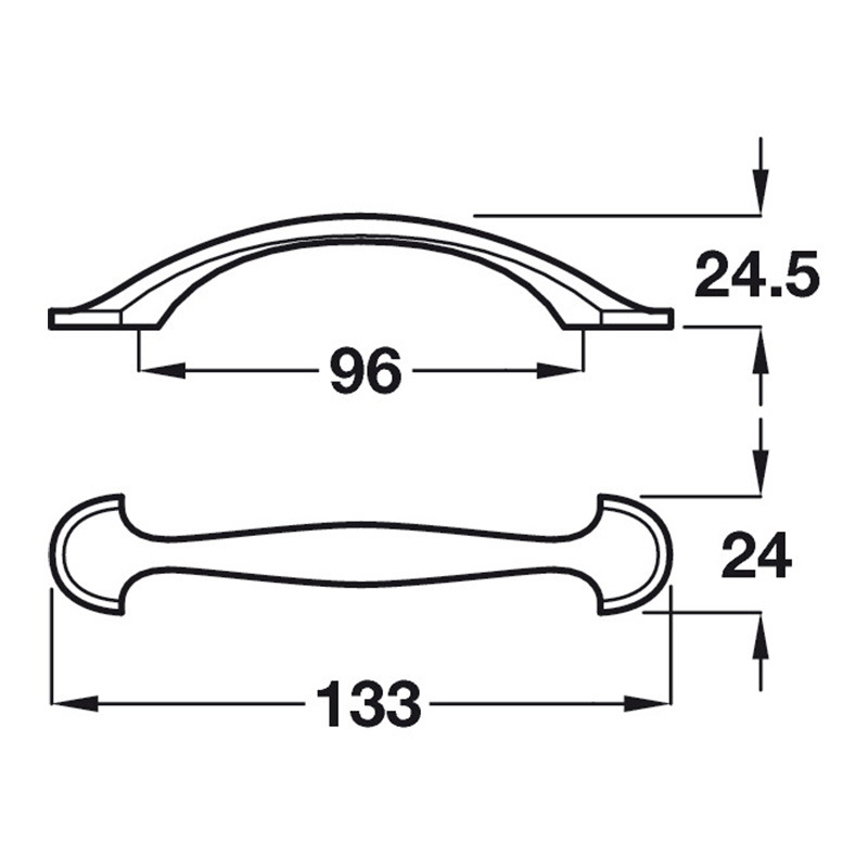 Norfolk - Bow Handle - Antique Brass Dimensions