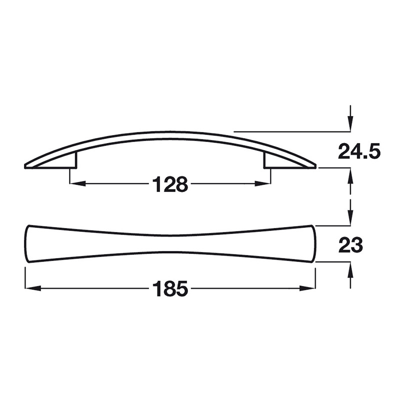 Thea - Bow Handle - Polished Chrome Dimensions
