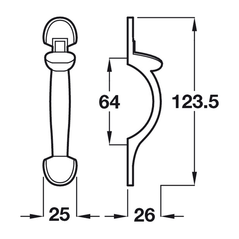 Stonebridge - Pull Handle - Antique Pewter Dimensions