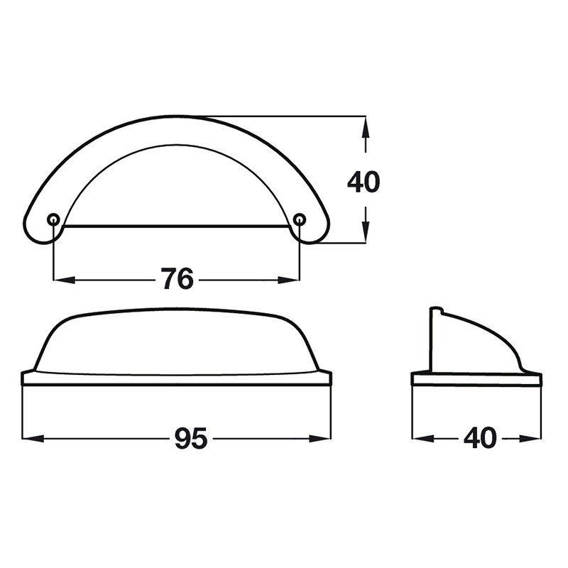 Beatrix - Cup Handle - Pewter Effect Dimensions