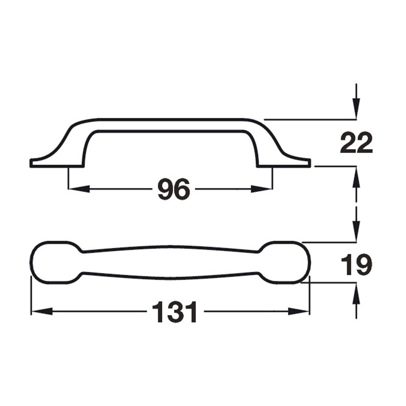 Delilah - D Handle - Stainless Steel Effect Dimensions