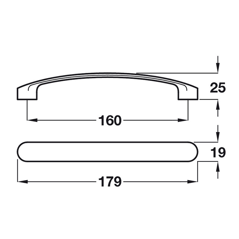 Bertie - D Handle - Polished Chrome Dimensions