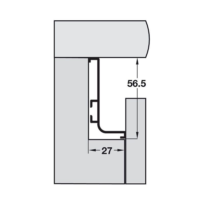 Top Profile for True Handleless - 4.1m Length - Matt White Powder Coated Dimensions