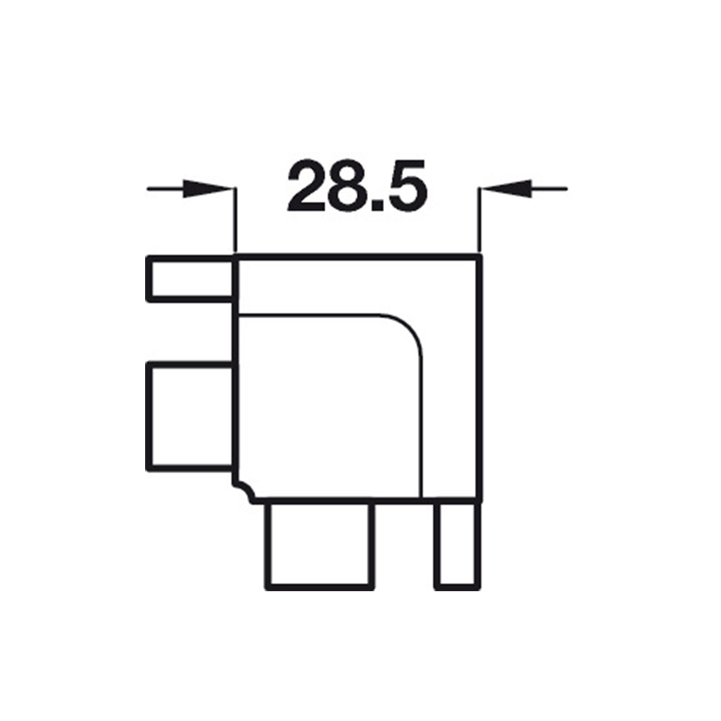 Top Profile Internal Corner Joint for True Handleless - Matt Black Powder Coated Dimensions