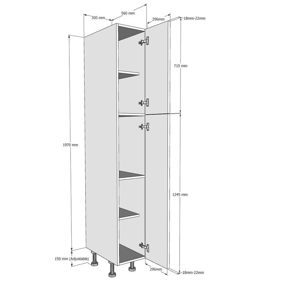 300mm Tall Larder Unit - 715mm Top Door (Medium) Dimensions