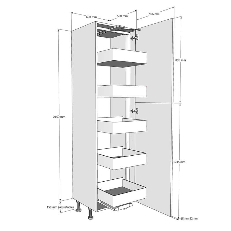 600mm Tall Planero Swing Out Larder Unit 895mm Top Door High