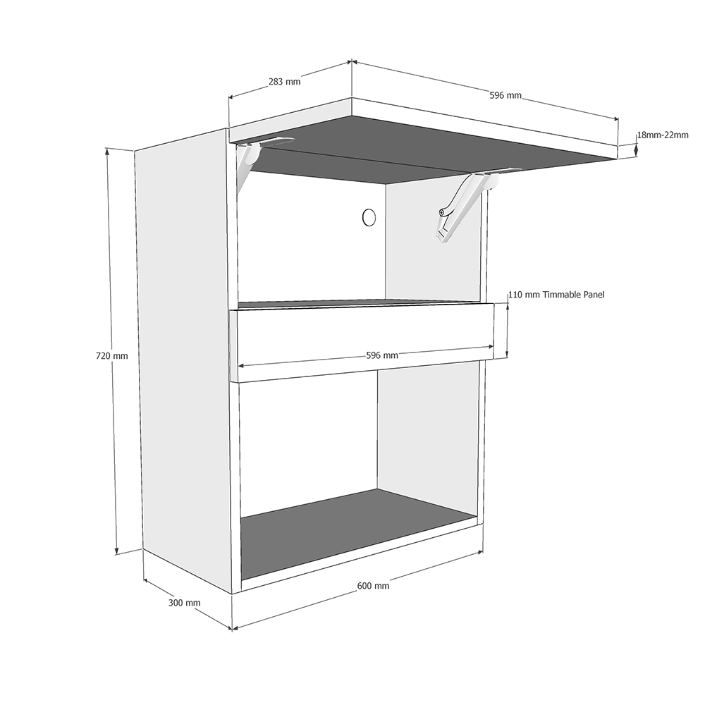 600mm Wall Microwave Housing (Medium) Dimensions